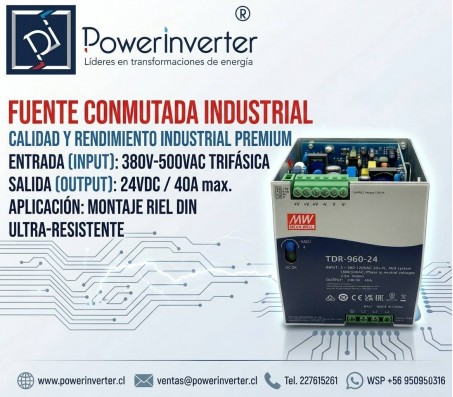 FUENTE DE PODER - SWITCHING POWER 380VAC /24VDC 40A (960W)